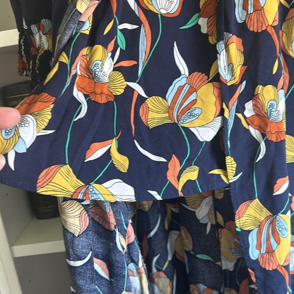 Flying Tomato Blue Floral Long Sleeve Hi / Low Dress Sz small - Picture 3 of 8